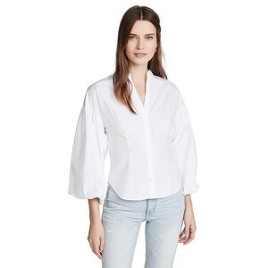 Veronica Beard Aileen Poplin Puff Sleeve Blouse